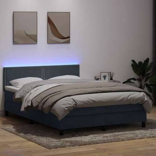 Box spring krevet s madracem tamnosivi 140x210 cm baršunasti - Tamno siva 140 x 210 cm Obično s čavlima Cijena