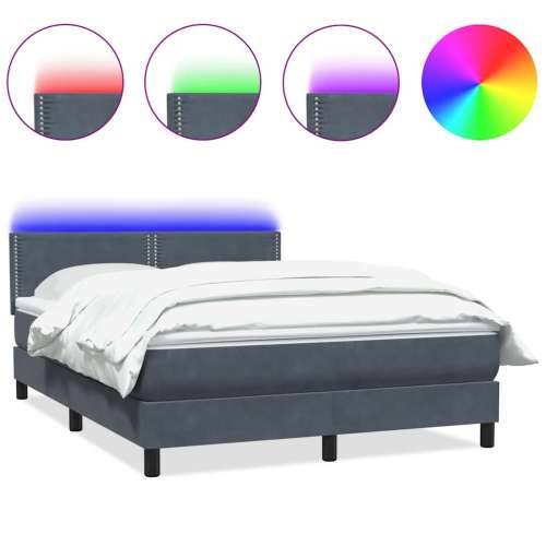 Box spring krevet s madracem tamnosivi 140x210 cm baršunasti - Tamno siva 140 x 210 cm Obično s čavlima Cijena