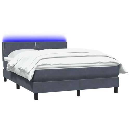 Box spring krevet s madracem tamnosivi 140x210 cm baršunasti - Tamno siva 140 x 210 cm Obično s čavlima Cijena