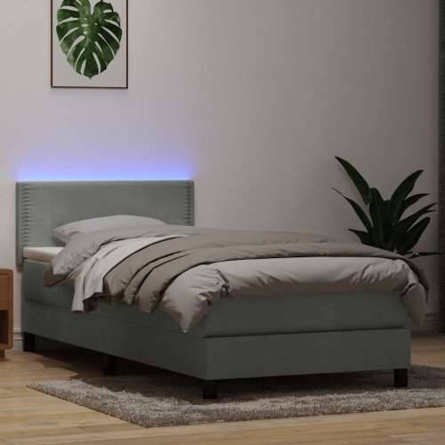Box Spring krevet s madracem svijetlo sivi 80x220 cm samt - Svjetlosiva 80 x 220 cm Obično s čavlima Cijena