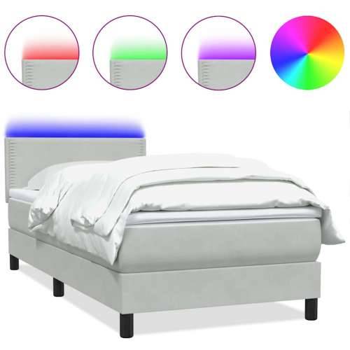 Box Spring krevet s madracem svijetlo sivi 80x220 cm samt - Svjetlosiva 80 x 220 cm Obično s čavlima Cijena