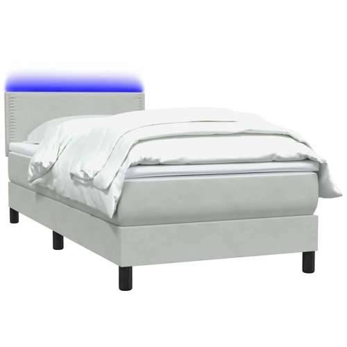 Box Spring krevet s madracem svijetlo sivi 80x220 cm samt - Svjetlosiva 80 x 220 cm Obično s čavlima Cijena