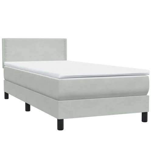 Box Spring krevet s madracem svijetlo sivi 80x220 cm samt - Svjetlosiva 80 x 220 cm Obično s čavlima Cijena