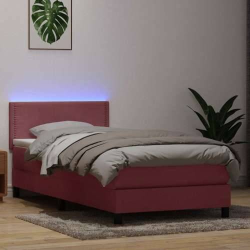 Box spring krevet s madracem ružičasti 80 x 220 cm baršunasti - Ružičasta 80 x 220 cm Obično s čavlima Cijena