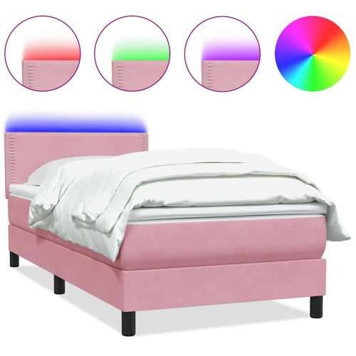 Box spring krevet s madracem ružičasti 80 x 220 cm baršunasti - Ružičasta 80 x 220 cm Obično s čavlima Cijena