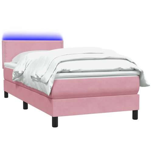 Box spring krevet s madracem ružičasti 80 x 220 cm baršunasti - Ružičasta 80 x 220 cm Obično s čavlima Cijena