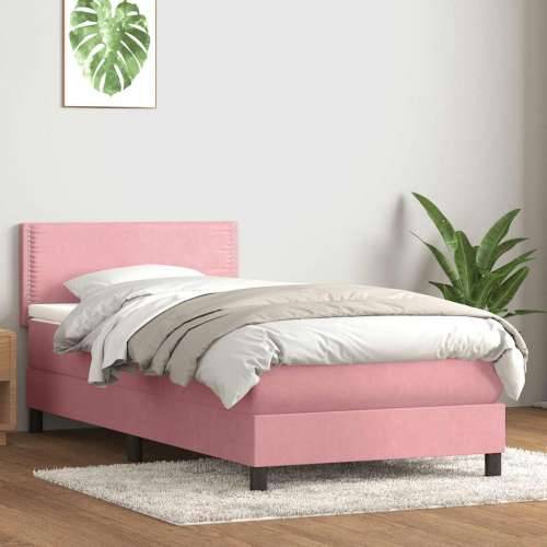 Box spring krevet s madracem ružičasti 80 x 220 cm baršunasti - Ružičasta 80 x 220 cm Obično s čavlima Cijena