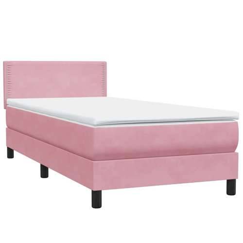 Box spring krevet s madracem ružičasti 80 x 220 cm baršunasti - Ružičasta 80 x 220 cm Obično s čavlima Cijena