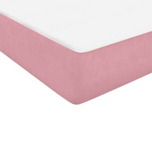 Box spring krevet s madracem ružičasti 80 x 220 cm baršunasti - Ružičasta 80 x 220 cm Obično s čavlima Cijena