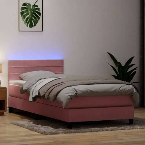 Box spring krevet s madracem ružičasti 80 x 220 cm baršunasti - Ružičasta 80 x 220 cm vodoravne pruge Cijena