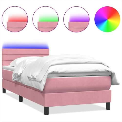 Box spring krevet s madracem ružičasti 80 x 220 cm baršunasti - Ružičasta 80 x 220 cm vodoravne pruge Cijena