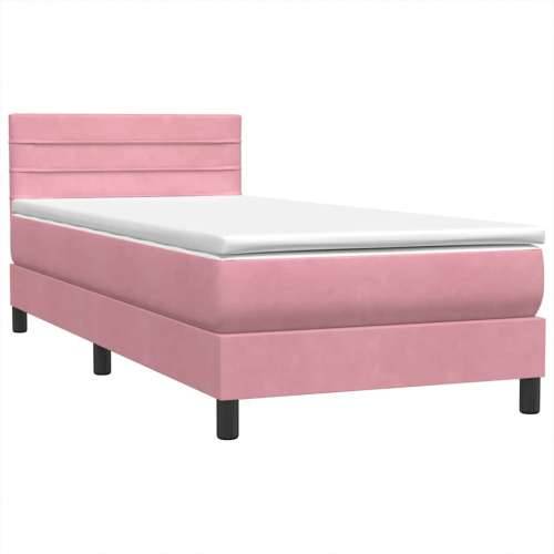 Box spring krevet s madracem ružičasti 80 x 220 cm baršunasti - Ružičasta 80 x 220 cm vodoravne pruge Cijena