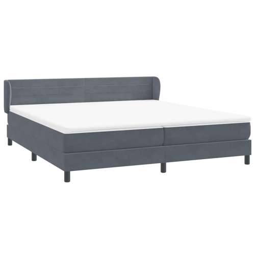 Box Spring krevet s madracima tamno sivi 200x210 cm baršun - Tamno siva 200 x 210 cm vodoravne pruge Cijena