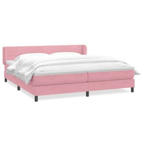 Box Spring krevet s madracima ružičasti 200x210 cm baršun - Ružičasta 200 x 210 cm vodoravne pruge Cijena