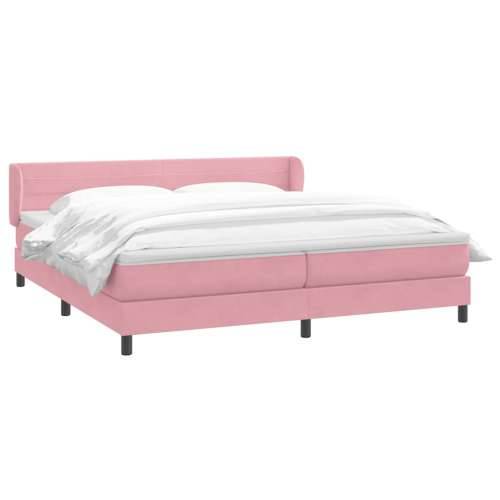 Box Spring krevet s madracima ružičasti 200x210 cm baršun - Ružičasta 200 x 210 cm vodoravne pruge Cijena