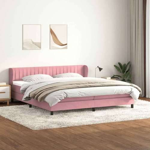 Box Spring krevet s madracima ružičasti 200x210 cm baršun - Ružičasta 200 x 210 cm Okomite pruge Cijena