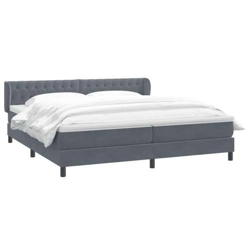 Box Spring krevet s madracima tamno sivi 200x210 cm baršun - Tamno siva 200 x 210 cm Dizajn s gumbima Cijena