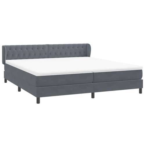 Box Spring krevet s madracima tamno sivi 200x210 cm baršun - Tamno siva 200 x 210 cm Dizajn s gumbima Cijena