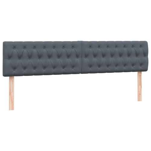Box Spring krevet s madracima tamno sivi 200x210 cm baršun - Tamno siva 200 x 210 cm Dizajn s gumbima Cijena