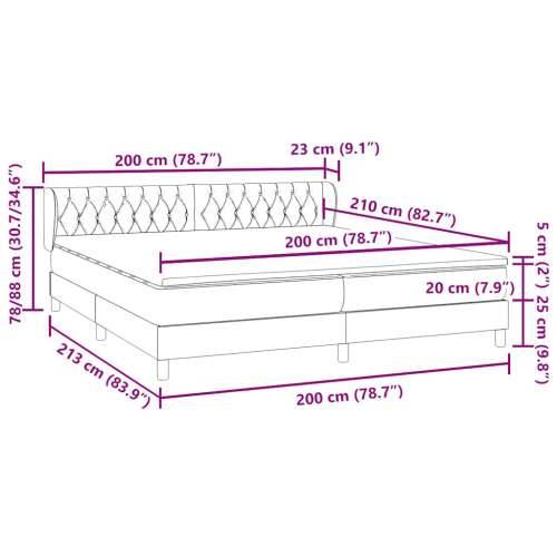 Box Spring krevet s madracima tamno sivi 200x210 cm baršun - Tamno siva 200 x 210 cm Dizajn s gumbima Cijena