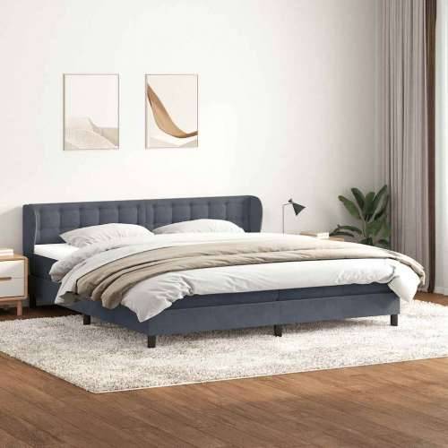 Box Spring krevet s madracima tamno sivi 200x210 cm baršun - Tamno siva 200 x 210 cm gumbi Cijena