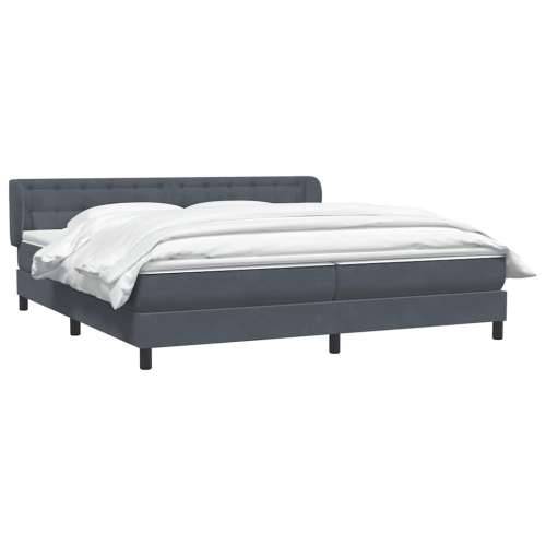 Box Spring krevet s madracima tamno sivi 200x210 cm baršun - Tamno siva 200 x 210 cm gumbi Cijena