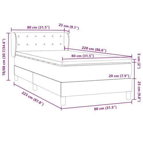 Box Spring krevet s madracem tamnozeleni 80x220 cm baršun - Tamnozelena 80 x 220 cm gumbi Cijena