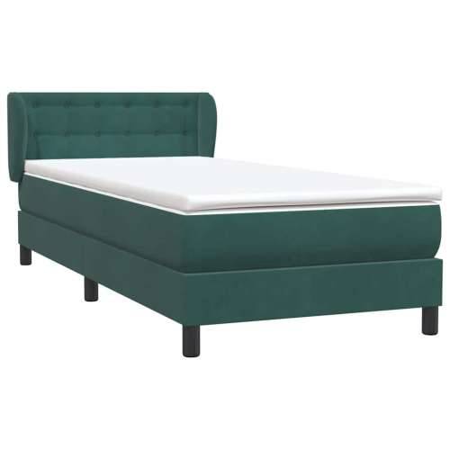 Box Spring krevet s madracem tamnozeleni 90x220 cm baršun - Tamnozelena 90 x 220 cm gumbi Cijena