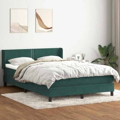 Box spring krevet s madracem tamnozeleni 140x210 cm baršunasti - Tamnozelena 140 x 210 cm Obično s čavlima Cijena