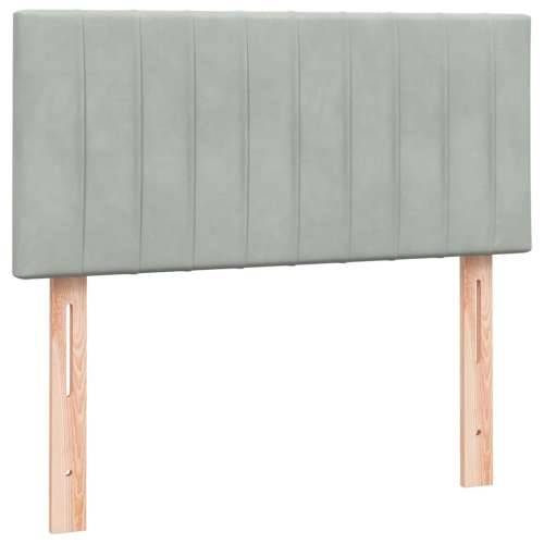 Box Spring krevet s madracem svijetlo sivi 90x210 cm baršun - 90 x 210 cm Okomite pruge Svjetlosiva Cijena