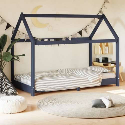 Okvir za dječji krevet od masivne borovine sivi 70 x 140 cm