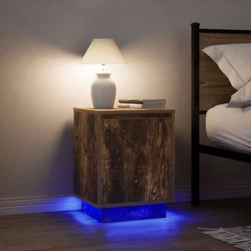 Noćni ormarići s LED svjetlima 2 kom dimljeni hrast 38x34x50 cm - Dimljeni hrast 2 Cijena