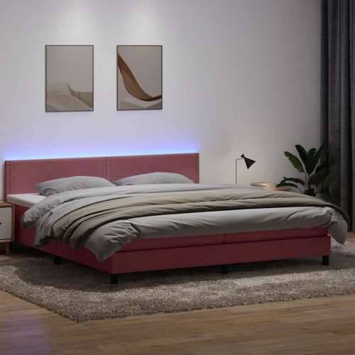 Box Spring krevet s madracem ružičasti 200x210 cm samt - Ružičasta 200 x 210 cm Obično s čavlima Cijena