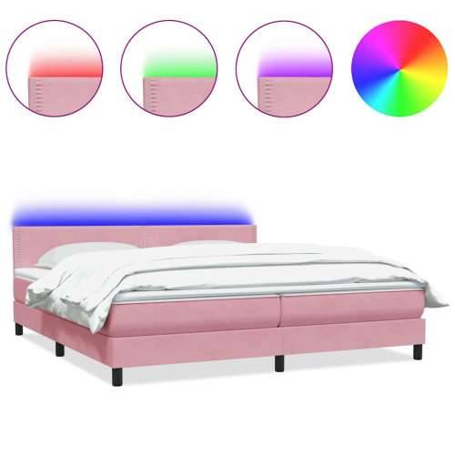 Box Spring krevet s madracem ružičasti 200x210 cm samt - Ružičasta 200 x 210 cm Obično s čavlima Cijena