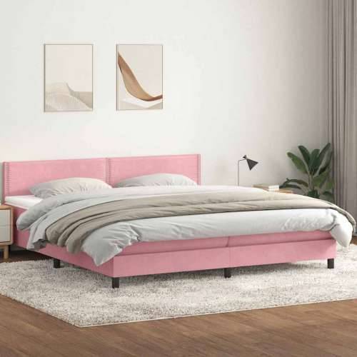 Box Spring krevet s madracem ružičasti 200x210 cm samt - Ružičasta 200 x 210 cm Obično s čavlima Cijena
