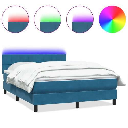 Box Spring krevet s madracem tamnoplavi 140x220 cm baršun - Tamno plava 140 x 220 cm Blok s kvadratima Cijena