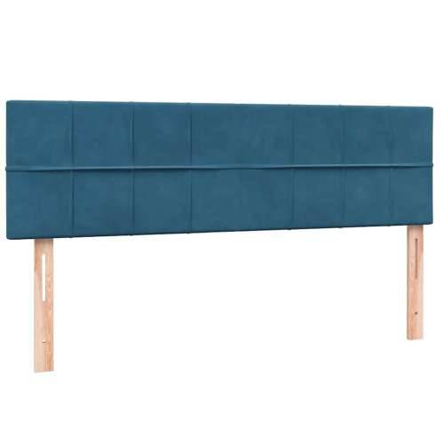 Box Spring krevet s madracem tamnoplavi 140x220 cm baršun - Tamno plava 140 x 220 cm Blok s kvadratima Cijena