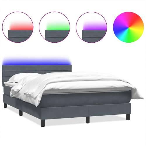 Box spring krevet s madracem tamnosivi 140x210 cm baršunasti - Tamno siva 140 x 210 cm vodoravne pruge Cijena
