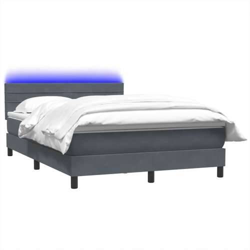 Box spring krevet s madracem tamnosivi 140x210 cm baršunasti - Tamno siva 140 x 210 cm vodoravne pruge Cijena