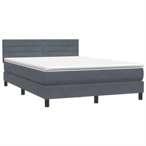 Box spring krevet s madracem tamnosivi 140x210 cm baršunasti - Tamno siva 140 x 210 cm vodoravne pruge Cijena