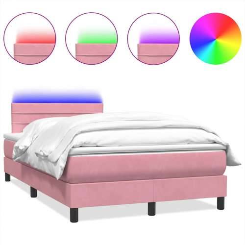 Box Spring krevet s madracem ružičasti 120x220 cm samt - Ružičasta 120 x 220 cm vodoravne pruge Cijena