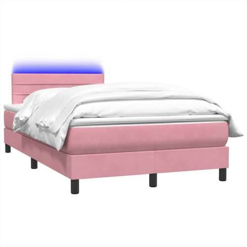Box Spring krevet s madracem ružičasti 120x220 cm samt - Ružičasta 120 x 220 cm vodoravne pruge Cijena