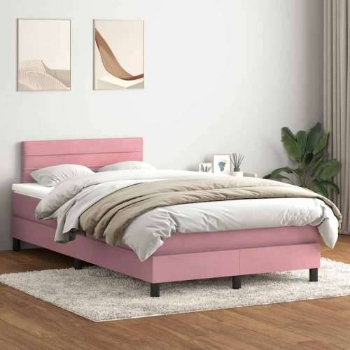 Box Spring krevet s madracem ružičasti 120x220 cm samt - Ružičasta 120 x 220 cm vodoravne pruge Cijena