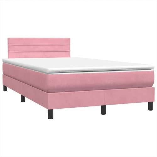 Box Spring krevet s madracem ružičasti 120x220 cm samt - Ružičasta 120 x 220 cm vodoravne pruge Cijena
