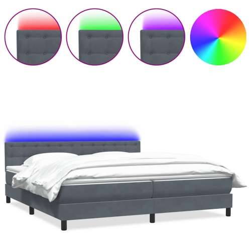 Box spring krevet s madracem tamnosivi 200x210 cm baršunasti - Tamno siva 200 x 210 cm gumbi Cijena