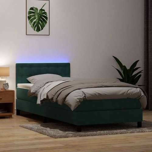 Box Spring krevet s madracem tamnozeleni 80x220 cm baršun - Tamnozelena 80 x 220 cm gumbi Cijena