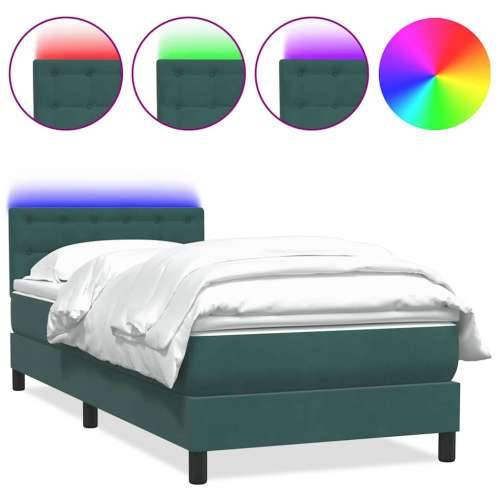 Box Spring krevet s madracem tamnozeleni 80x220 cm baršun - Tamnozelena 80 x 220 cm gumbi Cijena