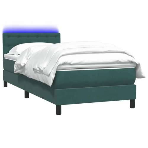 Box Spring krevet s madracem tamnozeleni 80x220 cm baršun - Tamnozelena 80 x 220 cm gumbi Cijena