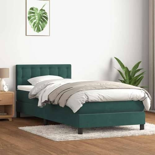 Box Spring krevet s madracem tamnozeleni 80x220 cm baršun - Tamnozelena 80 x 220 cm gumbi Cijena