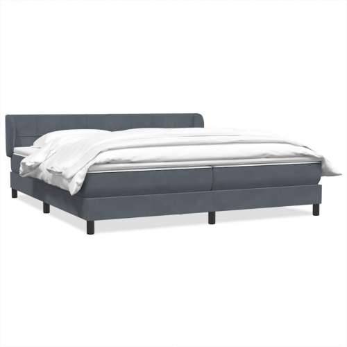 Box Spring krevet s madracima tamno sivi 200x210 cm baršun - Tamno siva 200 x 210 cm Blok s kvadratima Cijena